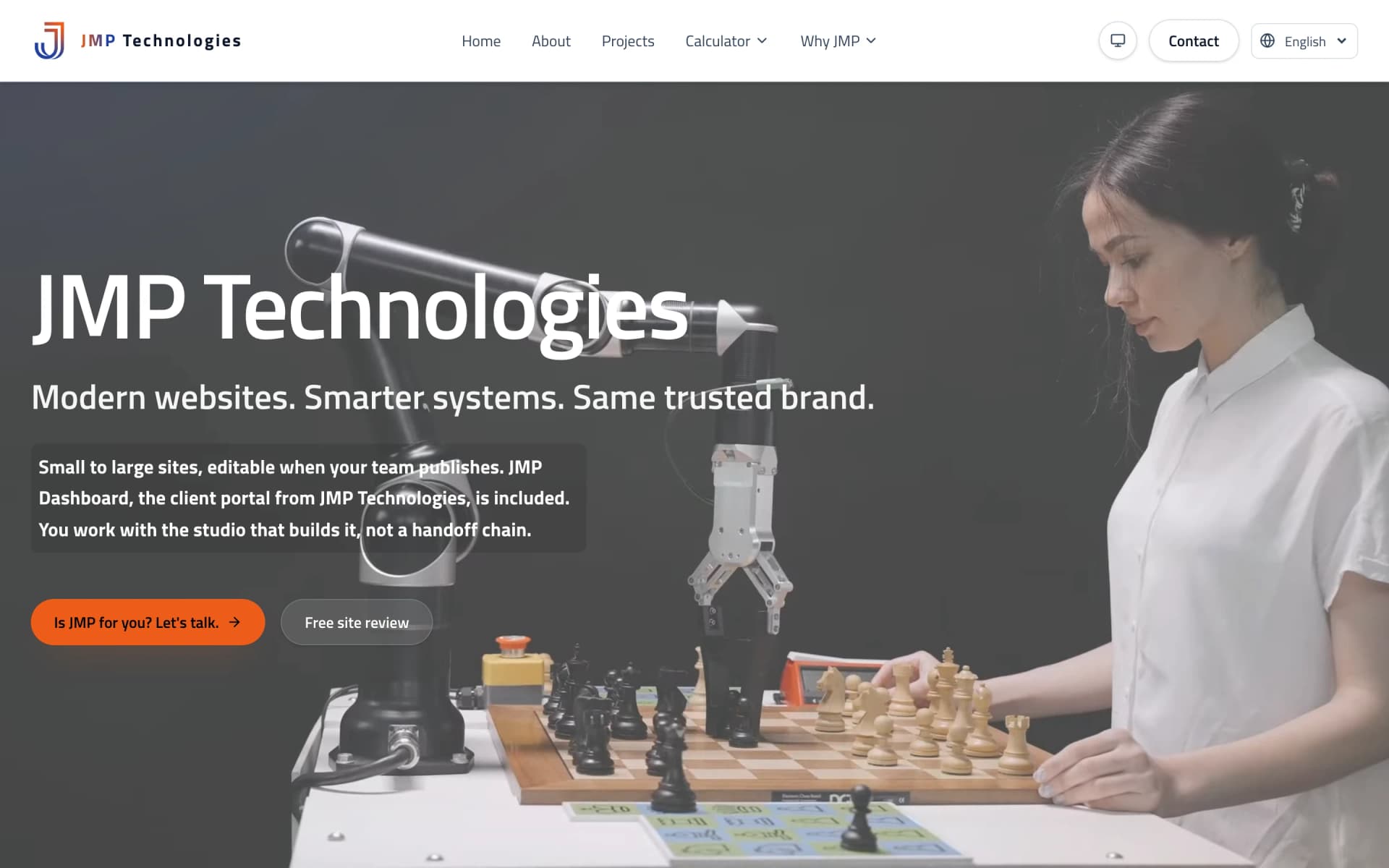 JMP Technologies homepage on jmptech.dev