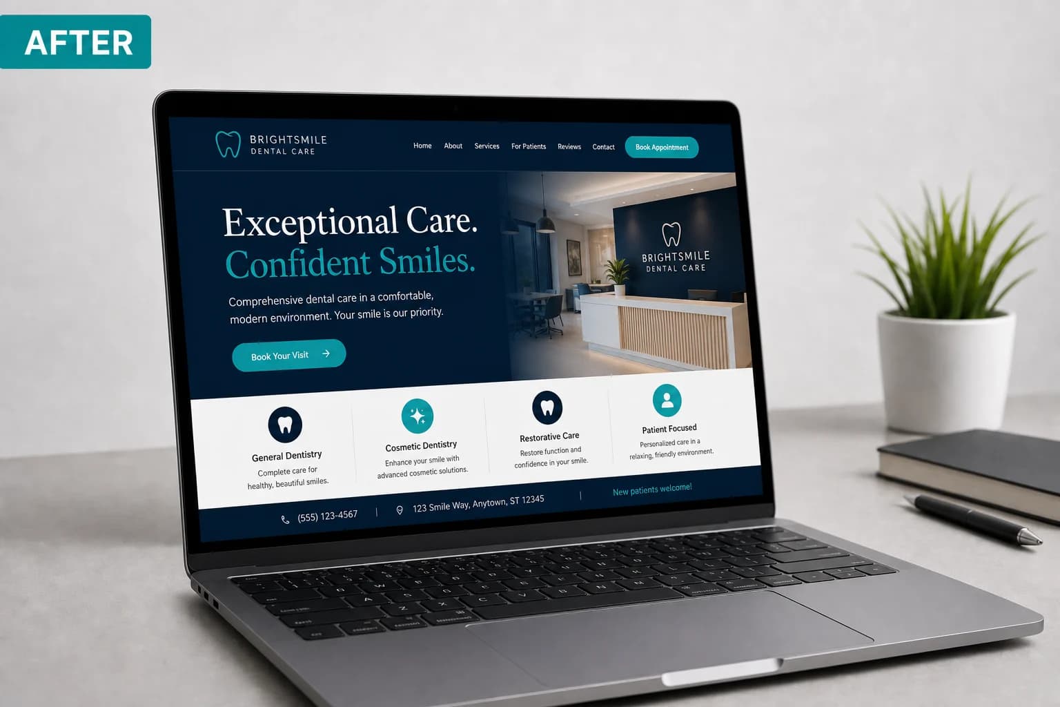 After: distinct branded layout with clear typography and a focused call to action.