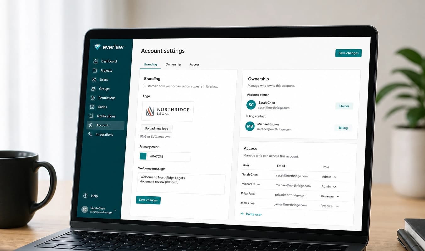 Brand and appearance settings in JMP-Dashboard with clear account ownership.