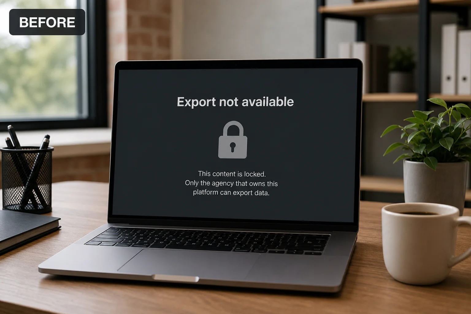 Before: site locked inside a platform with no export path.
