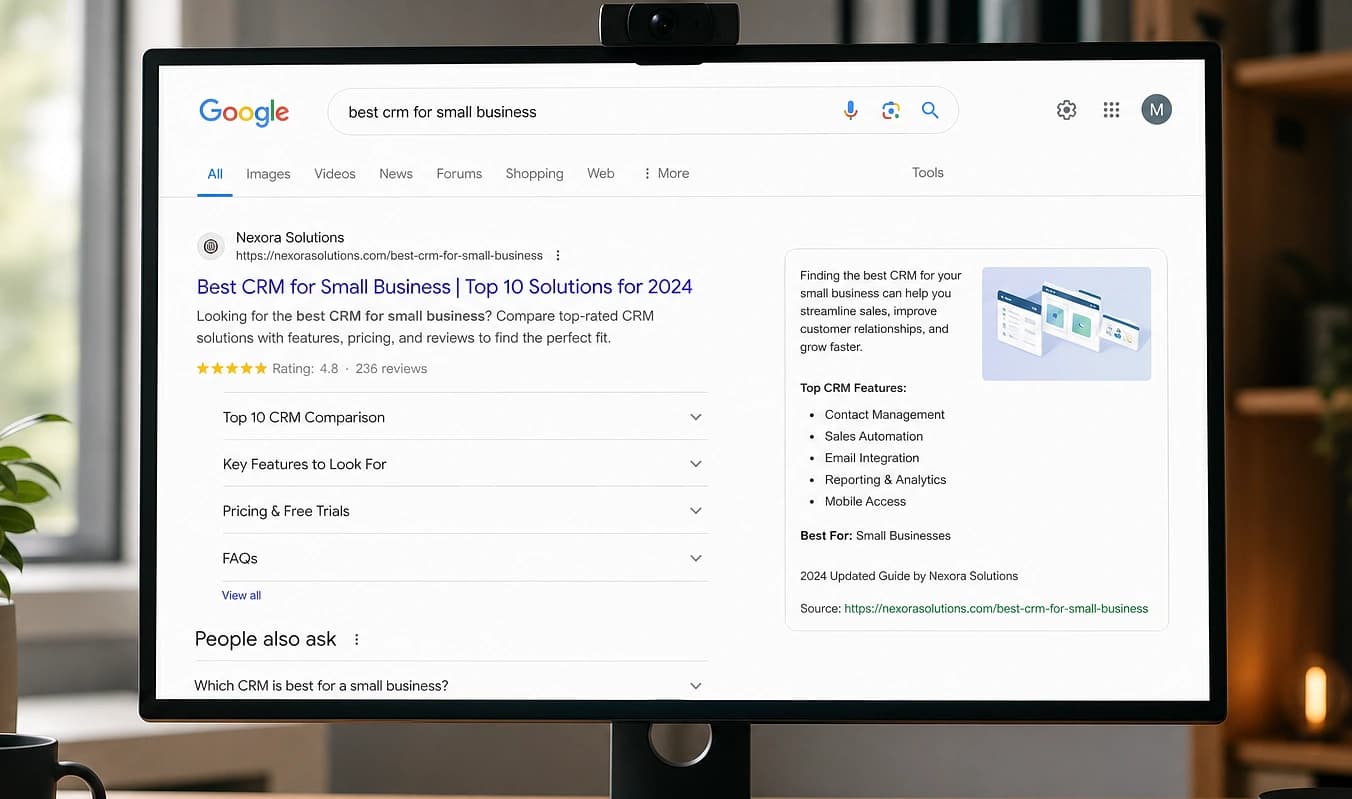 JMP build: clean search listing with rich results from structured page data.