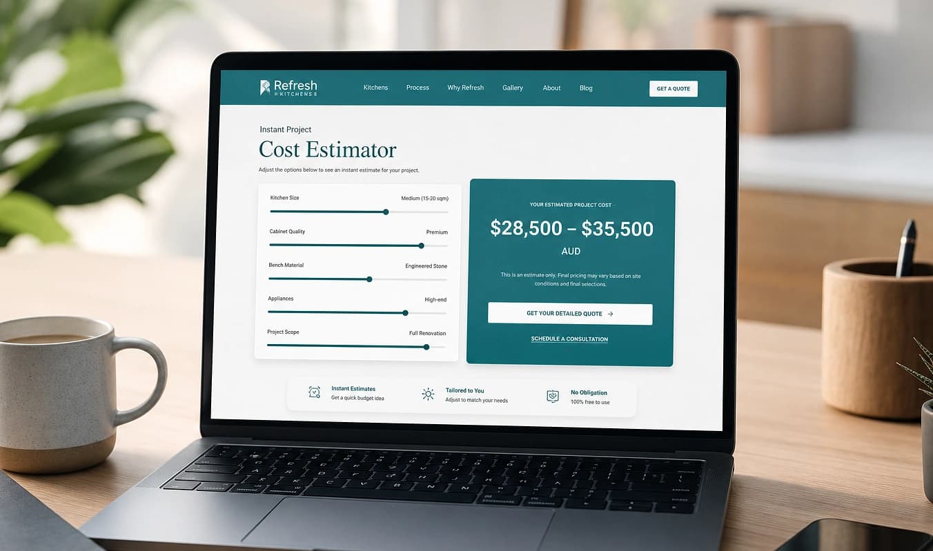 JMP build: custom calculator or intake flow on a polished modern site.